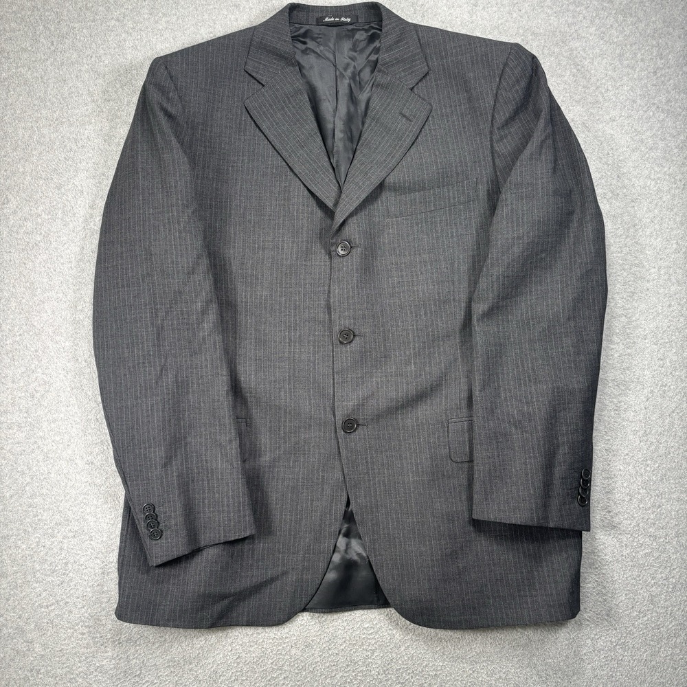 Luciano Barbera Hand Made In Italy Wool 3 Button Pin Stripe Blazer Jacket 42R‎